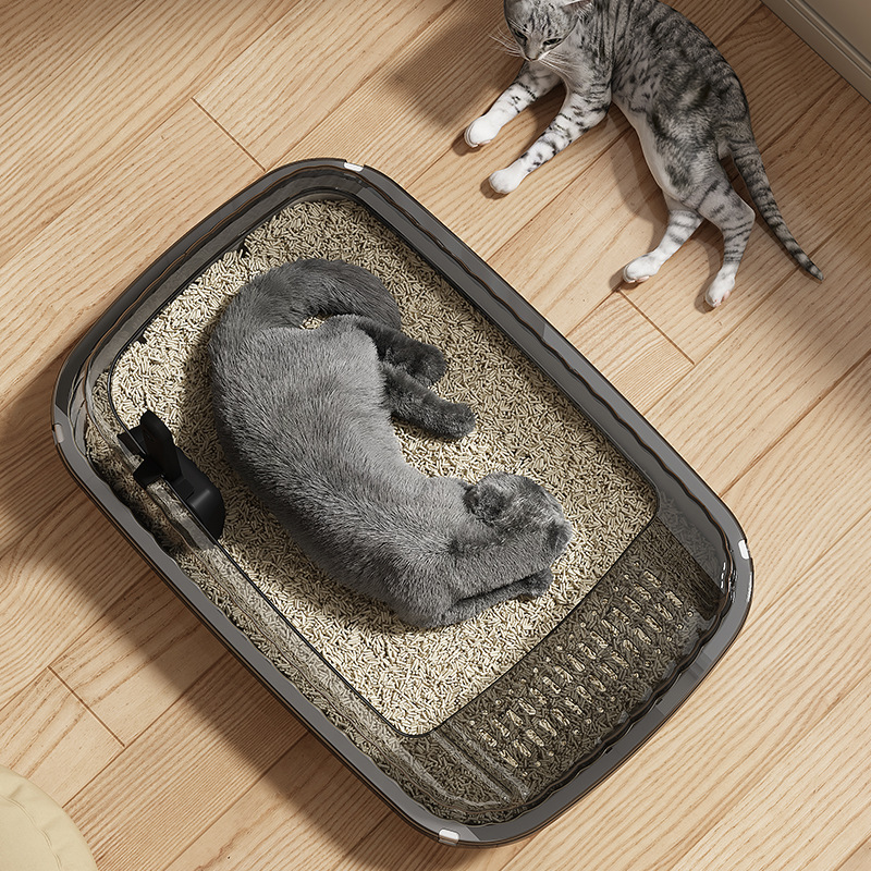 半密閉型猫トイレ、オープン型飛沫防止、防臭子猫トイレ、猫砂付き子猫トイレ、クロスボーダー|undefined