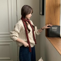 长条针织小围巾女韩版百搭彩色雪花扎染装饰飘带氛围感时尚领巾