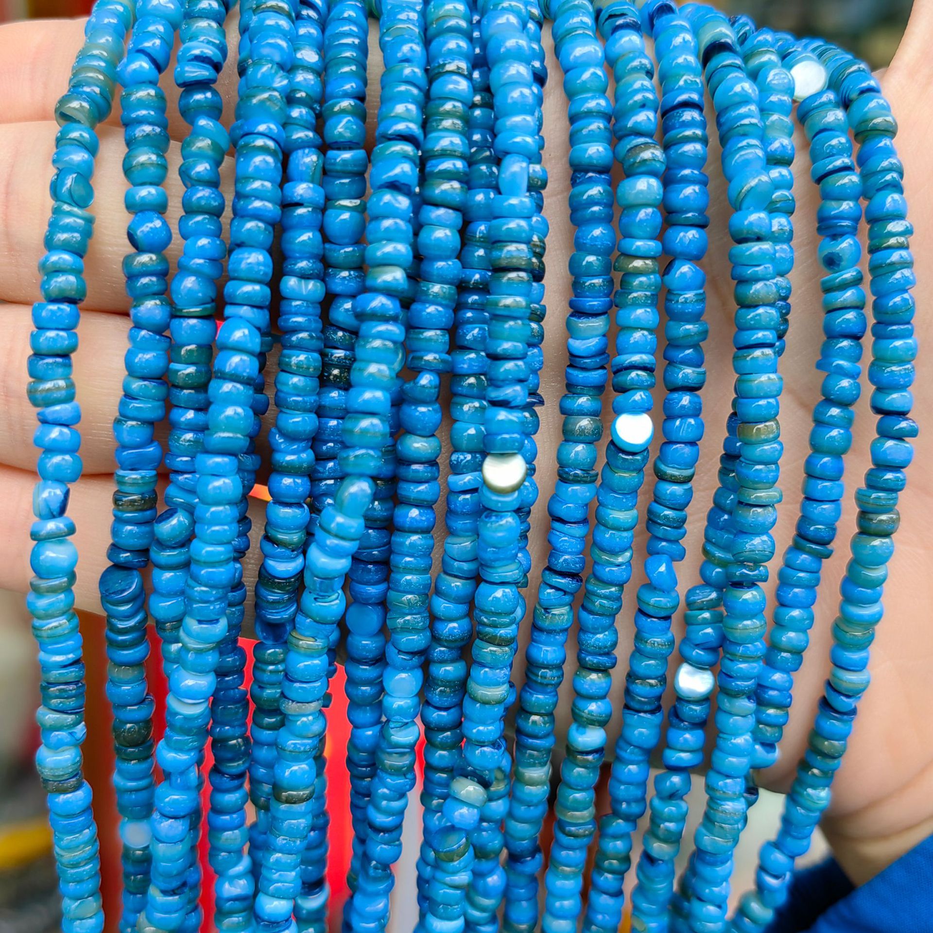 Ventas transfronterizas de conchas naturales 3mm4mm5mm mesoporo disco perlas espaciadoras semiacabadas accesorios de joyería diy