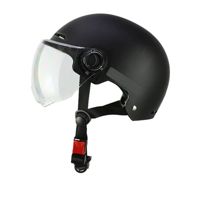 Customized 3C Certified Electric Battery Vehicle Helmet for Men and Women, Summer Sun Protection Helmet, Motorcycle Cycling Helmet, Four-Season Half Helmet (Motosiklet kaskı (dəbilqə)) - black