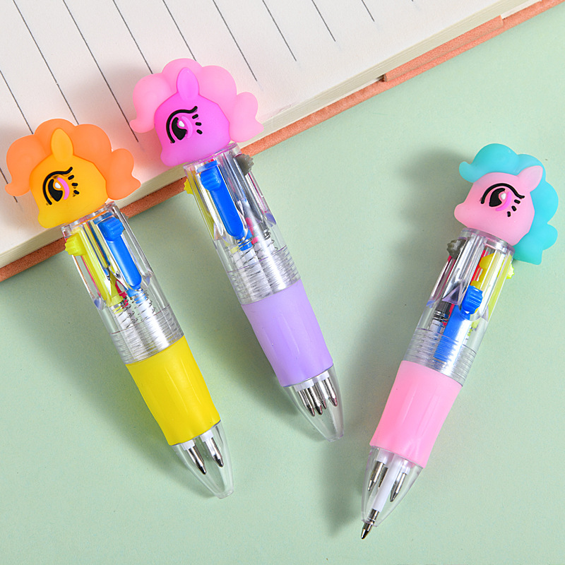 Bonito pony de dibujos animados mini bolígrafo multicolor bolígrafo multicolor estudiantes premios papelería al por mayor