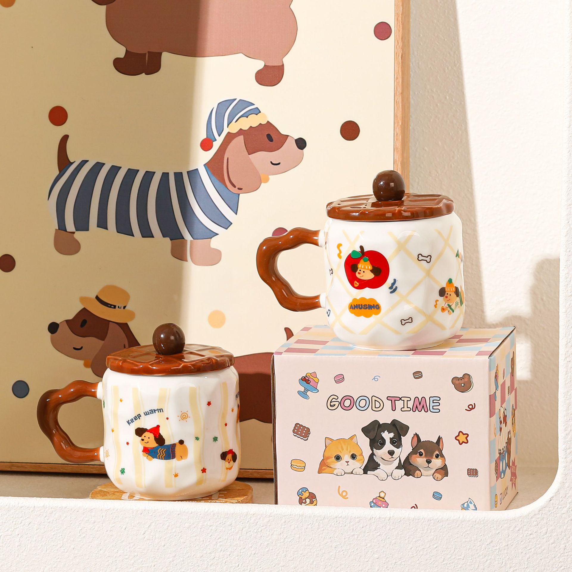 Taza de helado linda, regalo pequeño exquisito, taza de agua potable para niñas de alto valor, taza de café de oficina de cerámica