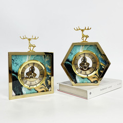 歐式客廳時鐘擺件不鏽鋼輕奢高檔擺設臥室靜音簡約現代創意座鐘