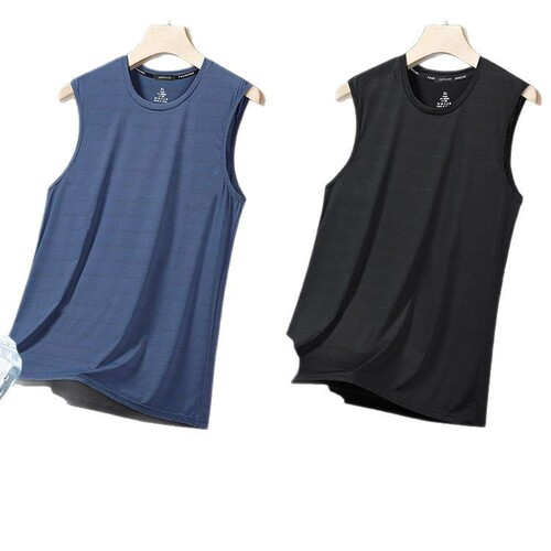 Thin summer men's breathable solid color mesh vest soft and comfortable sports T-shirt trendy base shirt men