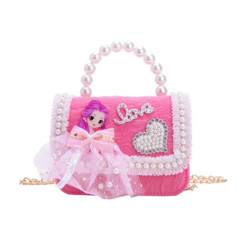 Nuevo bolso infantil niña princesa hombro mochila perla de dibujos animados bolsos accesorios bolsos de cambio