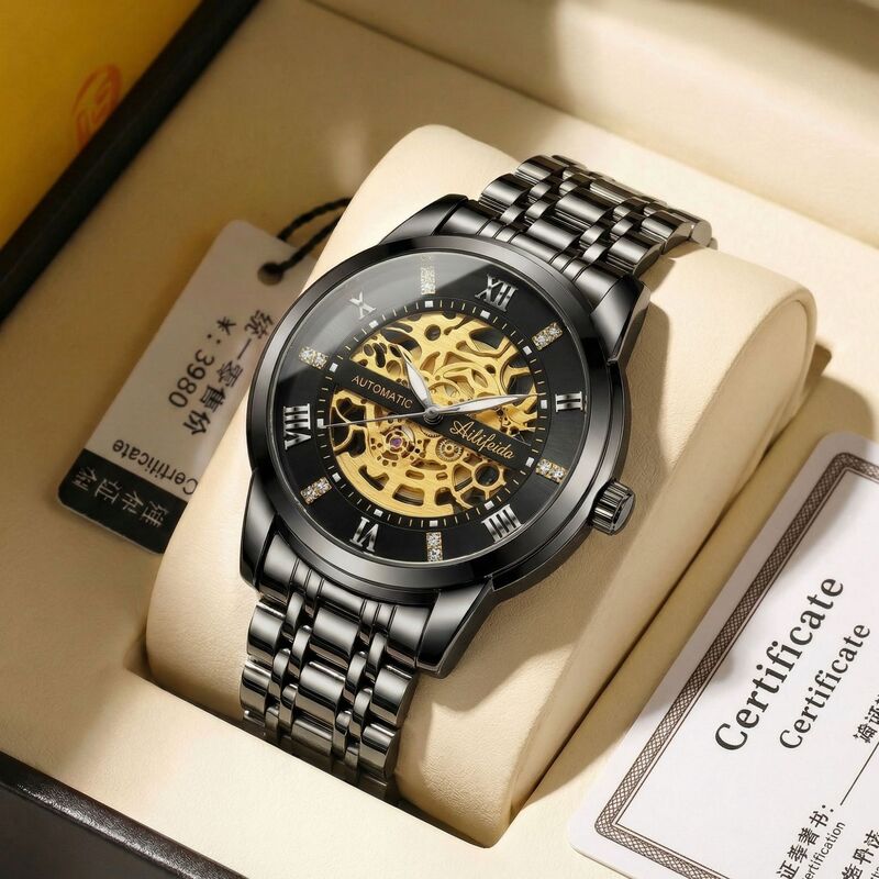 Ali Philippe Quartz Hollow Watch Men's Back Cover Visual Douyin Live Broadcast Butterfly Buckle One Generation Wear-Resistant