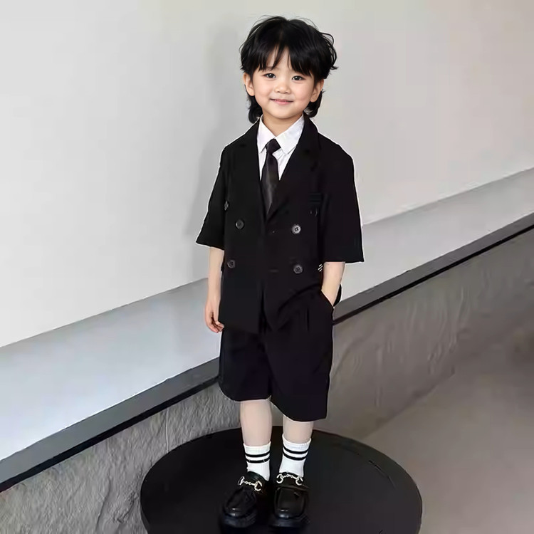 Cross Border Secret Text Boys Suit suit Summer Casual College Style Boys Birthday Dress Children's Performance Dress