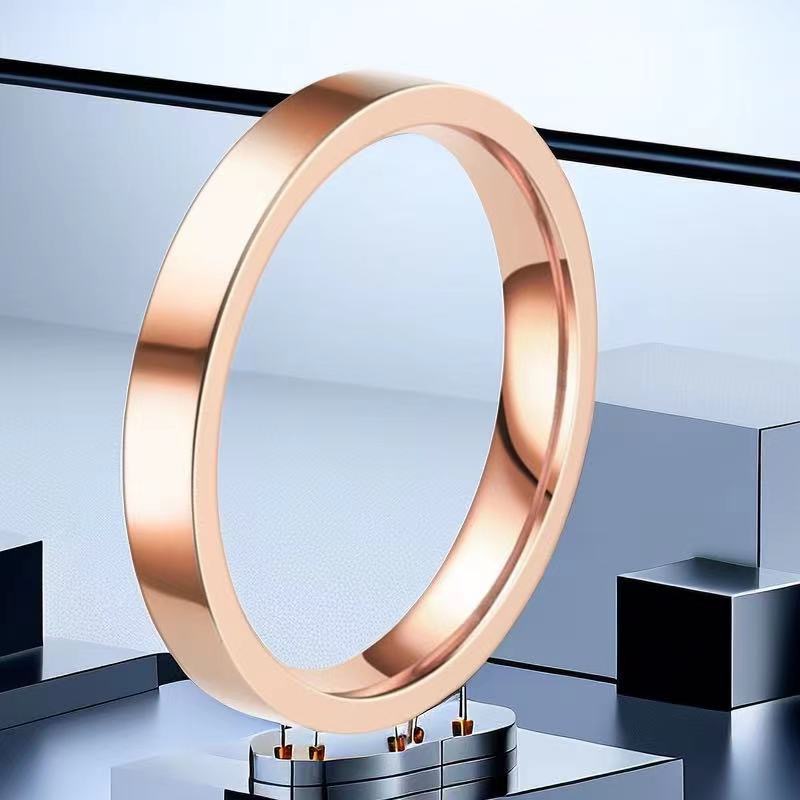 Anello in titanio per donne con dita piccole, resistente allo sbiadimento, a forma di diamante con diamanti incastonati, stile femminile leggero e lussuoso._voghion.com