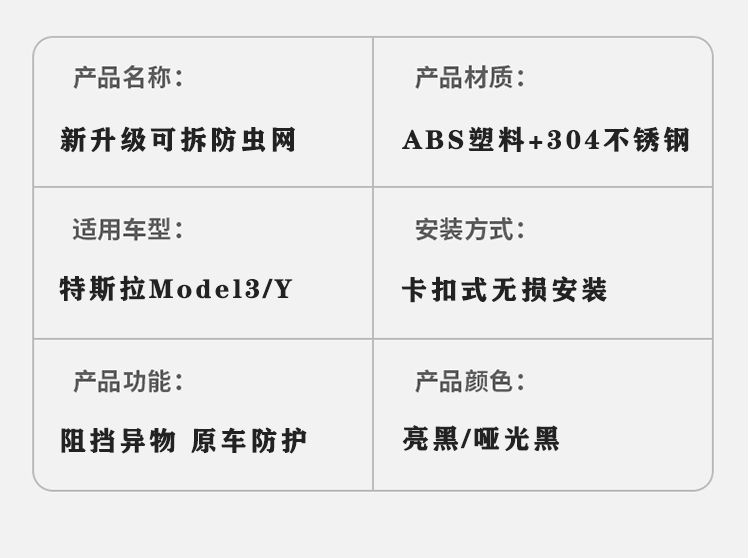 Suitable for Tesla Model 3 Y Insect-Proof Net, Air Intake Mosquito Protection Cover, Water Tank Protective Cover Accessories Factory