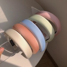 加厚海绵髙颅顶发箍韩版少女马卡龙缎面彩色头箍春季新款发饰批发