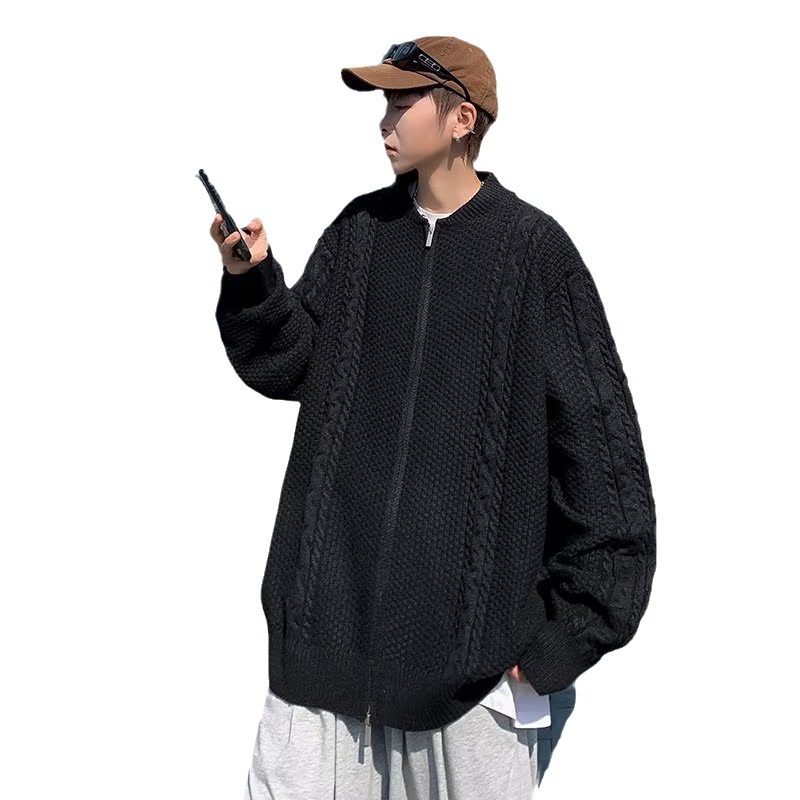 Chaqueta de punto de manga larga con patrón de piña de color sólido de todo fósforo, estilo de Hong Kong, chaqueta de rebeca de gofres retro, ropa casual hermosa de otoño