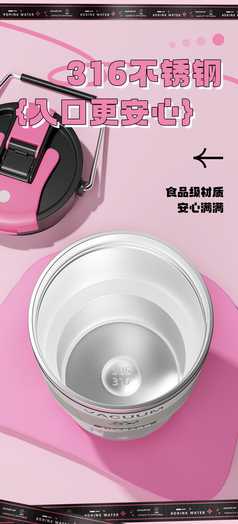 【中国直邮】TIMESWOOD 渐变大容量水杯 800ML-紫色 保温杯 提手健身水杯