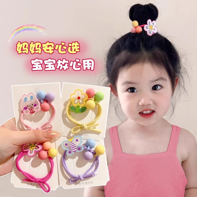 Color no daña anillo para el cabello de la niña atada bola cabeza cinta elástica lindos dibujos animados conejo flor cabeza adornos para el cabello