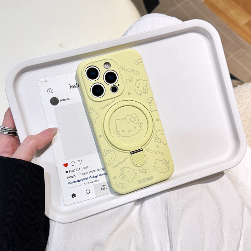 Soporte de pivote de avatar kt de dibujos animados de pantalla completa para iPhone16ProMax Apple 14 funda para teléfono móvil 15 pareja 13