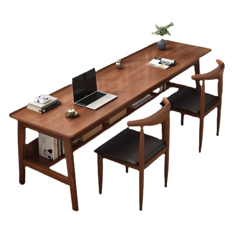 Mesa larga de madera maciza pierna doble escritorio simple oficina escritorio de la computadora hogar pared estrecha Mesa estudiante dormitorio Escritorio