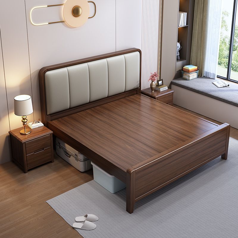 Golden Sandalwood High-Leg Bed for Home Small Apartment Bedside Layer Cowhide Bed High Box Storage 1.2m Single Solid Wood Bed