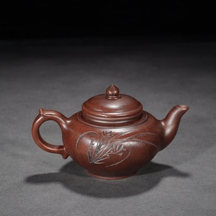 Factory antique antique Yixing purple sand crafts bottom groove clear smile Cherry bottom Gu Jingzhou purple sand pot New