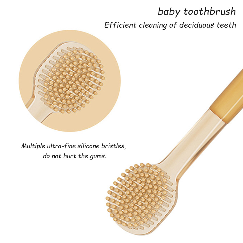 Nuevo bebé suministros cepillo de dientes de silicona bebé creativo cepillo de lengua cepillo de dientes de mama cepillo de dientes de limpieza oral palo de molienda