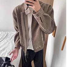 千鸟格修身外套男春秋短款韩系立领设计肌理感造型师穿搭潮夹克