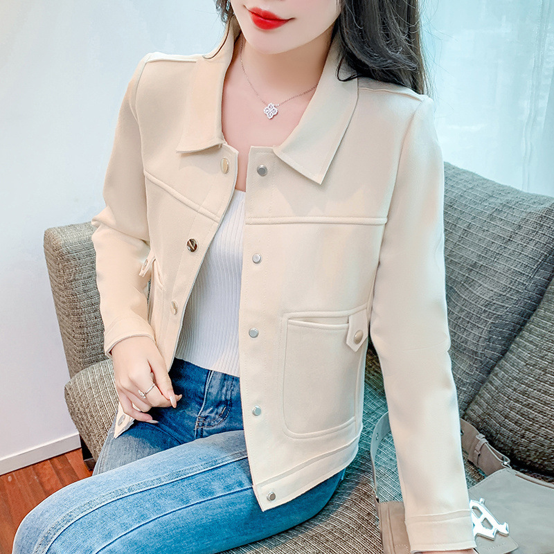 麂皮绒短外套女2025秋季新款韩版百搭修身显瘦机车服网红夹克上衣|undefined