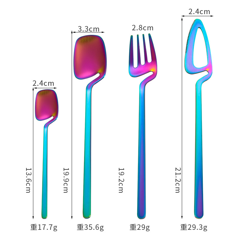 Amazon 304 acero inoxidable montado en la pared de titanio plateado cuchillo y tenedor cuchara vajilla occidental creativo taza de café cuchara larga cuchara de hielo tenedor