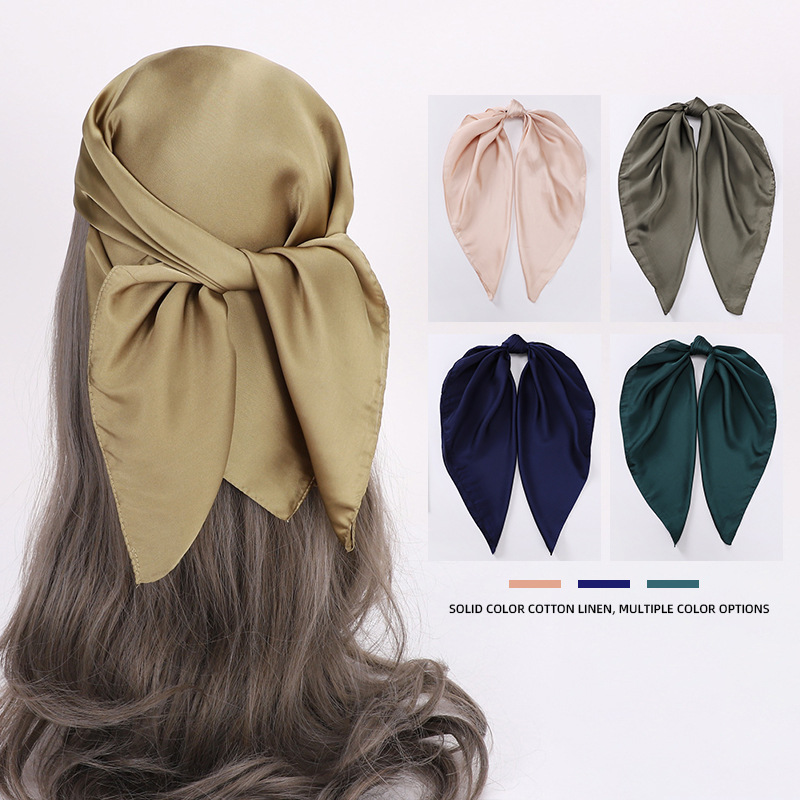 Europa y los Estados Unidos bufandas de seda de color sólido mujeres 70cm bufandas de satín pequeñas bufandas de pañuelo de cabello decoración fábrica transfronteriza al por mayor image 1