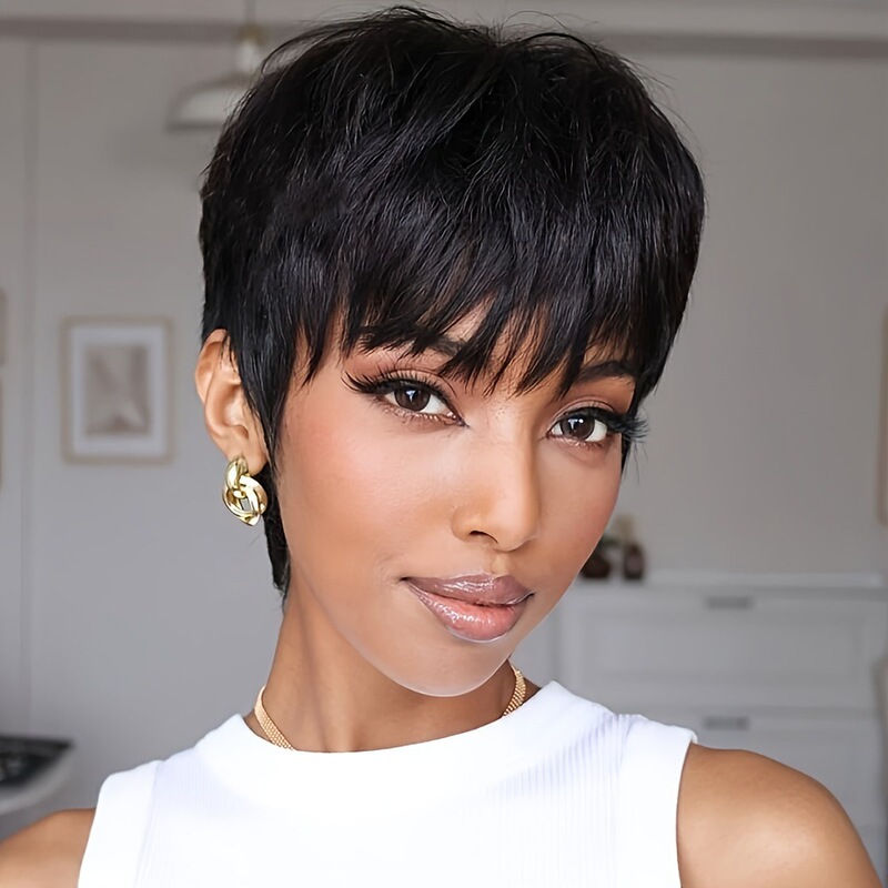 Amazon Cross-Border Hot New Product Unisex Short Hair Black Chemical Fiber High Temperature Silk Wig Full Headgear Z001