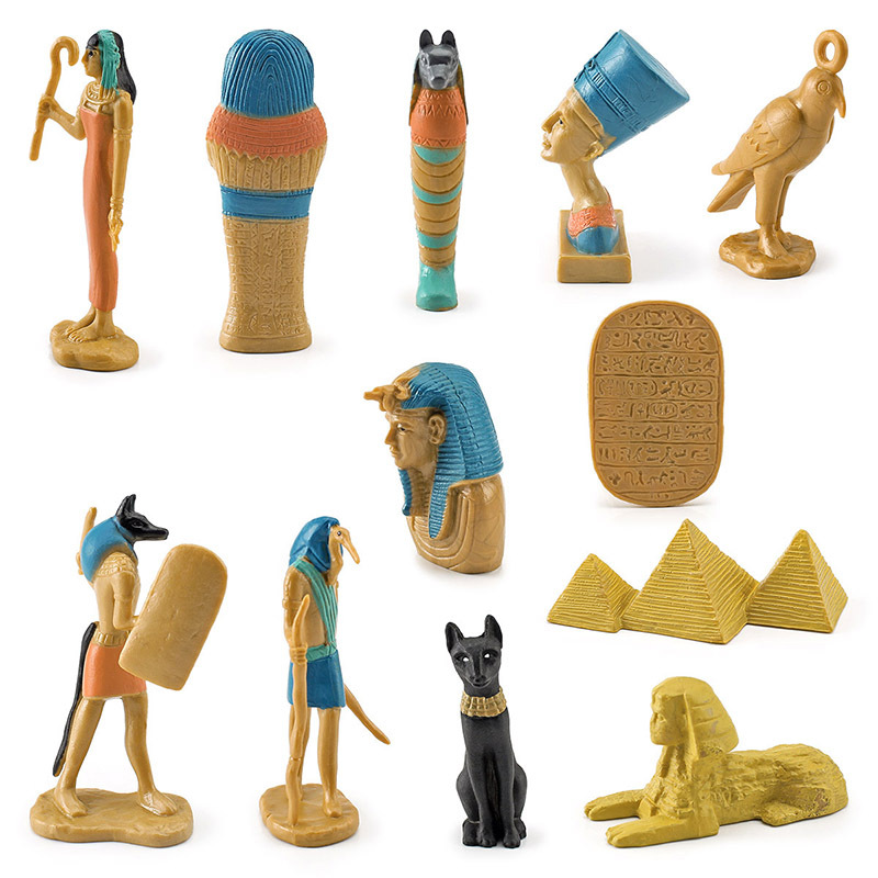 Simulación antiguo Egipto Reina cabeza de leopardo estatua personal pirámide esfinge momia caja modelo decoración transfronteriza