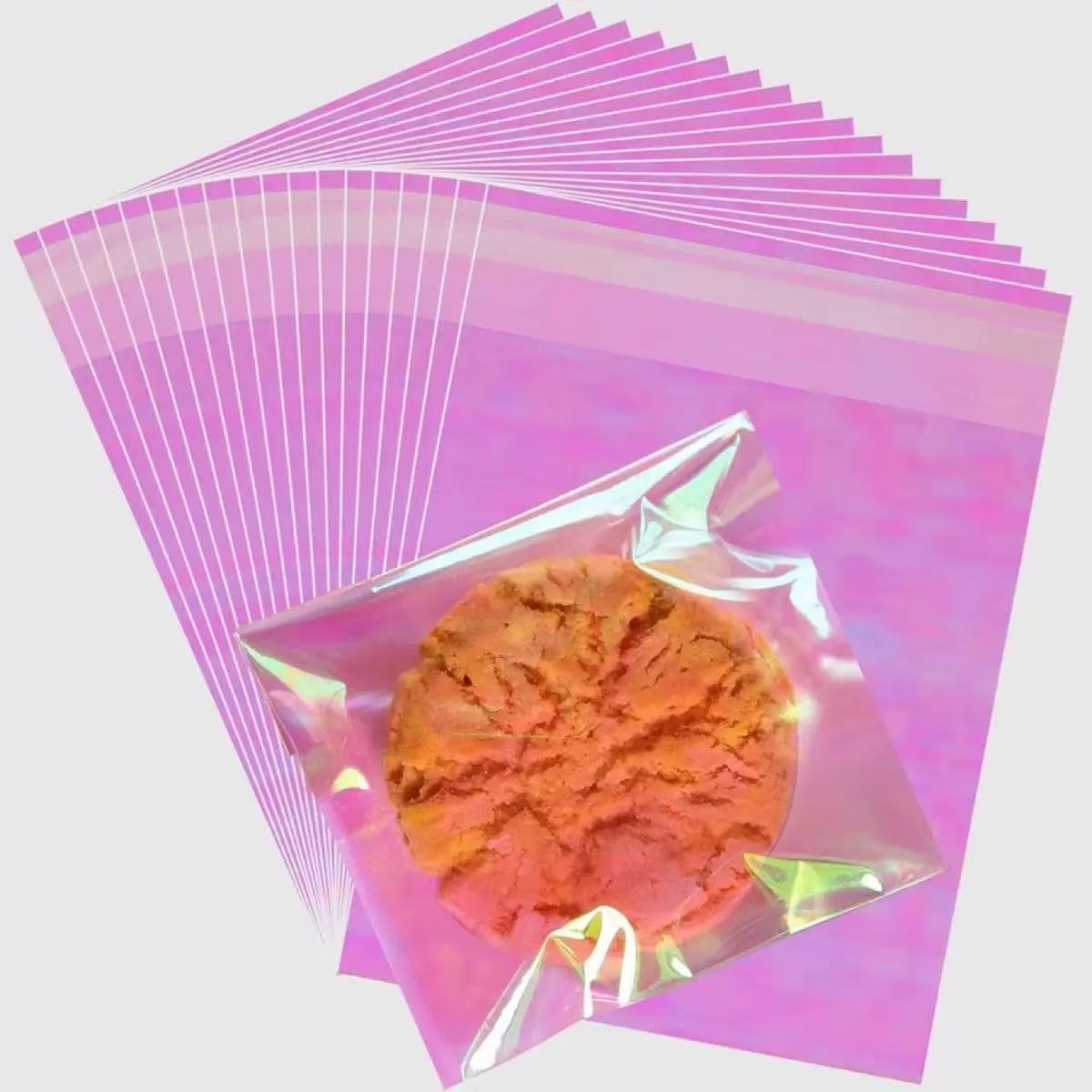 雪花酥曲奇饼干包装袋七彩袋子可爱彩虹自粘袋透明炫彩袋可定款号