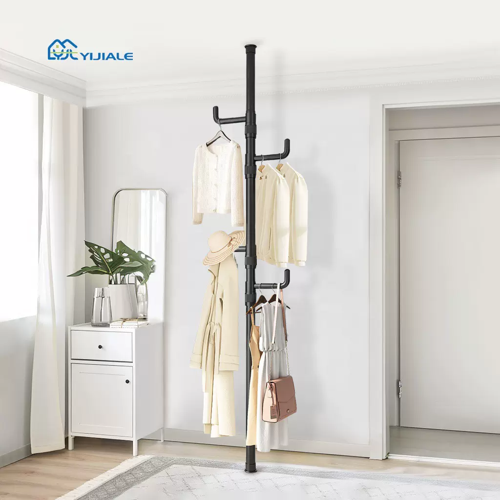 亚马逊热卖顶天立地衣帽架落地衣钩款室内挂衣架多功能简易衣架子