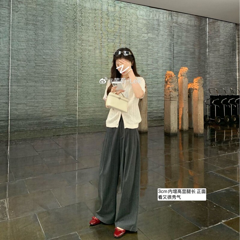 羊皮版~葡萄妈同款法式贵气红色金扣蝴蝶结方圆头浅口瓢鞋单鞋女|undefined
