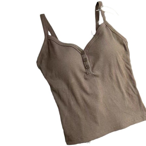 Spring and summer style 6610 beautiful back underwear, mid-length button V-neck suspender, one-cup vest with chest pad, slim inner wear