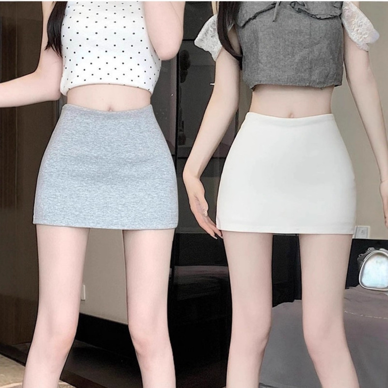 White Skirt for Women in Spring and Summer, Low-Waisted Culottes, Hip-Covering Skirt, One-Step Skirt, Half-Skirt, Sexy Pure Lust Style Miniskirt
