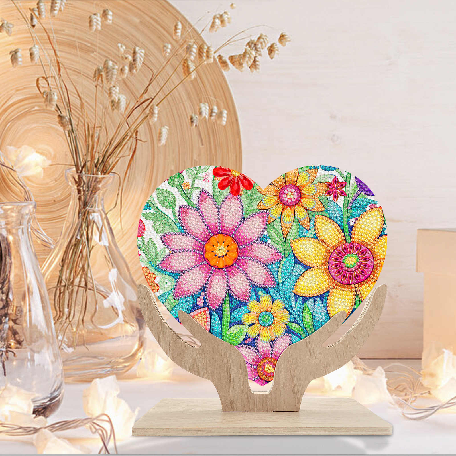 Pintura de diamante alrededor de madera amor mariposa DIY dibujo de diamante decoración de escritorio venta al por mayor en caliente transfronteriza