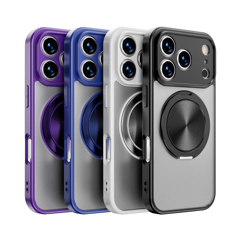 适用苹果17promax手机壳旋转磁吸支架肤感磨砂防摔iPhone16保护套|undefined
