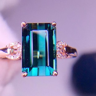 Fashion exquisite color treasure jewelry wholesale 18K gold ring jewelry 2.15 karat natural green tourmaline ring
