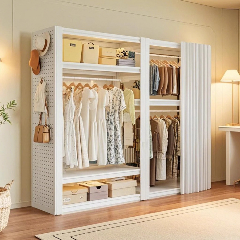 Dust-Proof Shelf Wardrobe Home Bedroom Rental Room Simple Multi-Layer Storage Rack Clothes Hanger Coat Free Combination Wardrobe