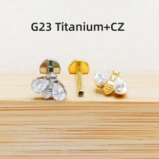 G23钛合金人体穿刺穿孔饰品蜜蜂锆石唇钉唇环人中钉耳蜗钉耳骨钉-阿里巴巴