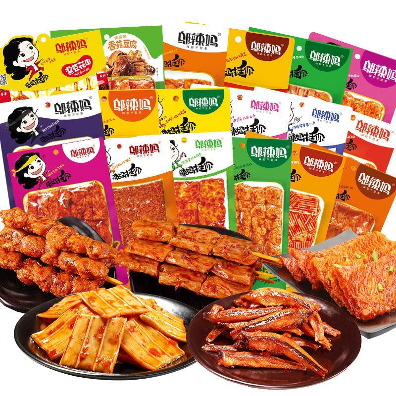 邬辣妈素牛筋炭烤牛排蒜蓉豆条香麻辣网红辣条湖南特产休闲零食品