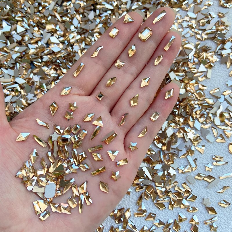 Mini Small Champagne-Colored Irregular-Shaped Flat-Bottomed Super Shiny Nail Art Decorations Diamond Nail Ornaments Mini Small Champagne-Colored Irregular-Shaped Flat-Bottomed Super Shiny Nail Art Decorations Diamond Nail Ornaments