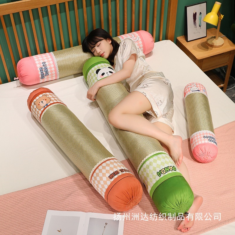 Caricatura lindo juguete de peluche almohada cilíndrica ropa de cama multicolor opcional suave y cómodo hiedra almohada larga