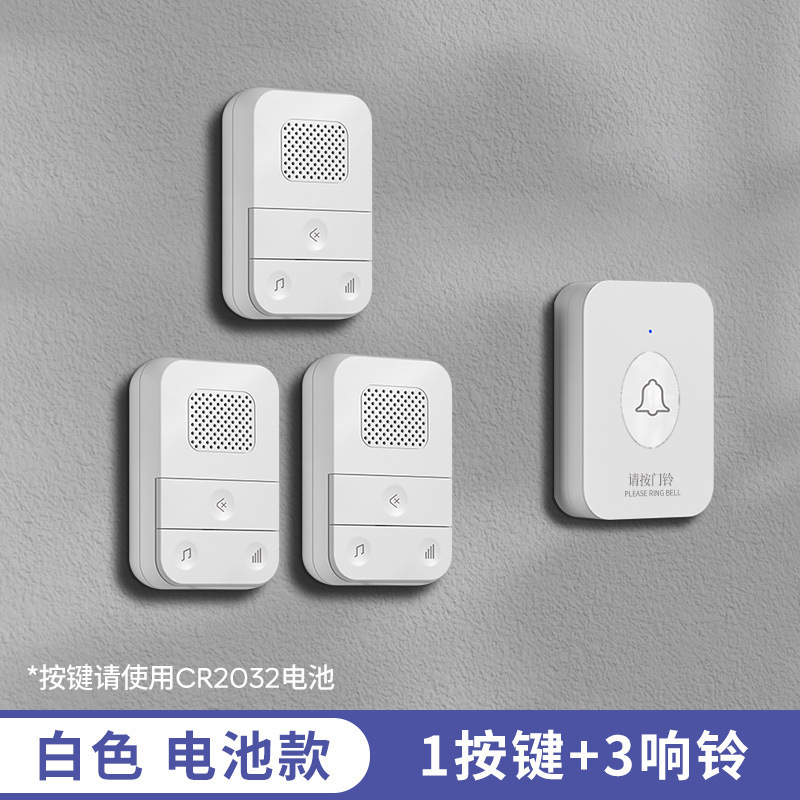 无线门铃家用一拖二超远距离遥控大音量免打孔电子黑色入户电门玲|undefined