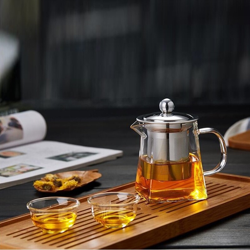 Full set glass teapot high borosilicate fair pot stainless steel bubble teapot with strainer high temperature glass boiling teapot wholesale