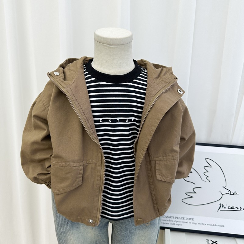 아동복 소년 후드코트 봄 · 가을 얇은 코트 한국식 아동면 캐주얼 탑 뉴 카디건