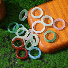 天然玛瑙戒指戒圈手持跑环玉石玉髓指环戒指圈网红批发饰品