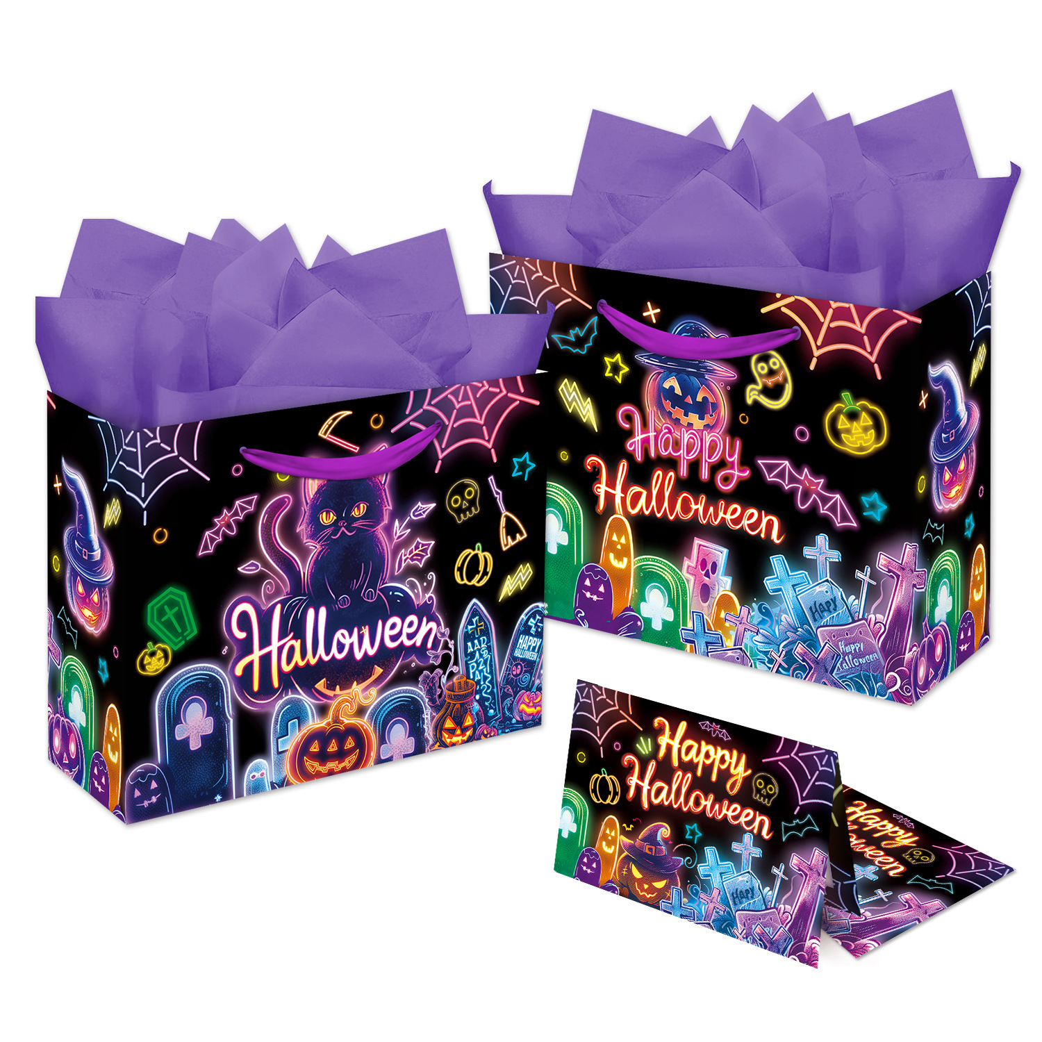 2024跨境新款万圣节主题派对手提纸袋13寸纸袋礼品袋礼物袋