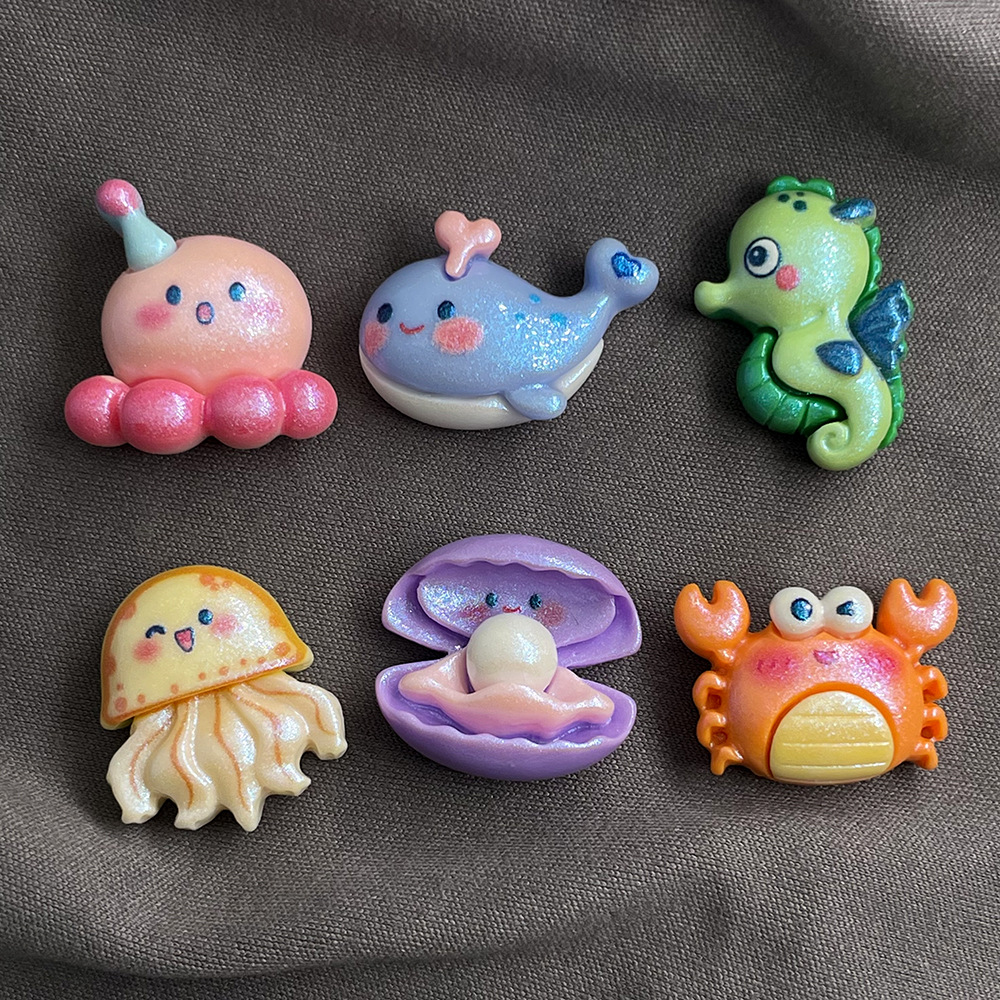 珠光漆海洋シリーズアニメ樹脂アクセサリーdiy携帯ケースクリームゴム手作りヘアクリップ