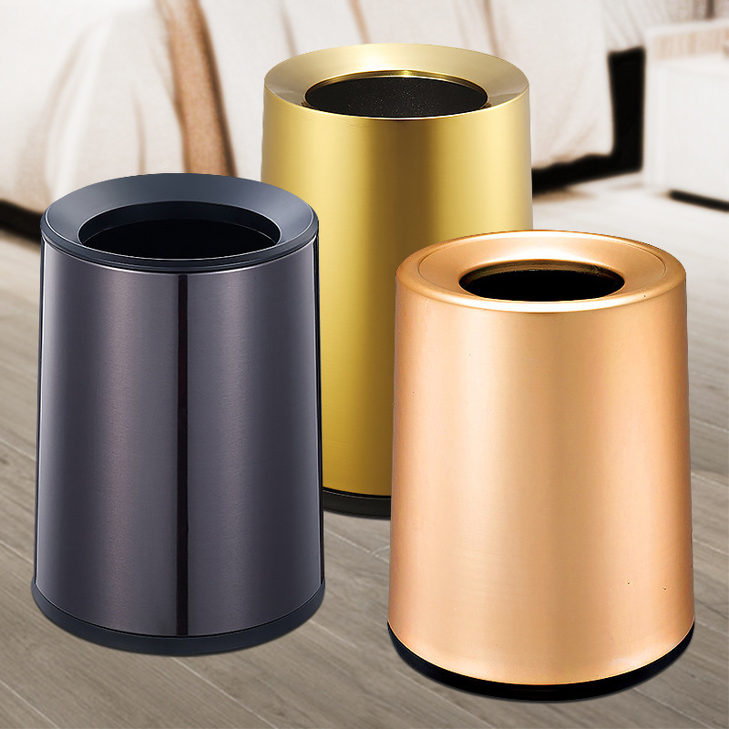 Southern tapered room barrel stainless steel paint-based aluminum alloy guest room trash can double-layer bucket KTV trash can Southern tapered room barrel stainless steel paint-based aluminum alloy guest room trash can double-layer bucket KTV trash can
