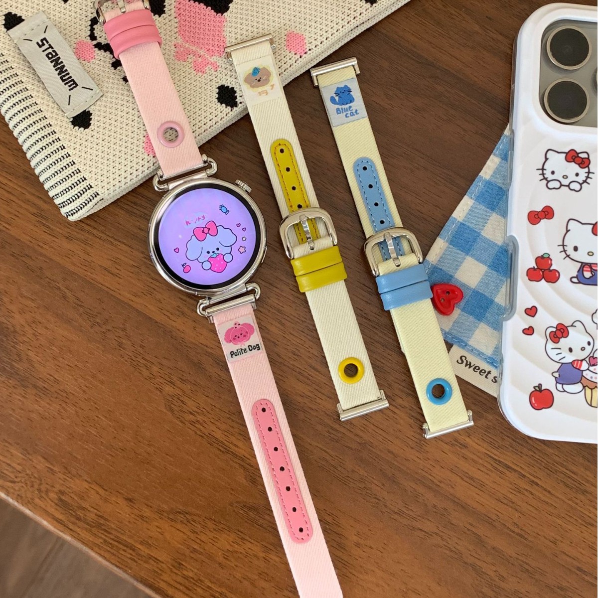 Cute Stickers and Color Matching Denim Suitable for Huawei Gt6/5/4 Watch Strap Fit3 Bracelet Xiaomi 10/8/9Pro