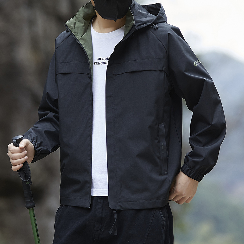 Men's Outdoor Jacket 2026 Autumn New Trendy Brand Windproof Waterproof Hiking Jacket with Detachable Hood